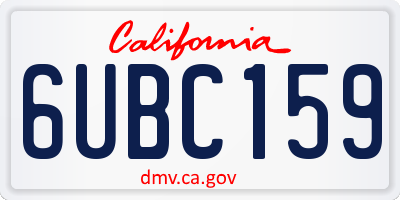 CA license plate 6UBC159