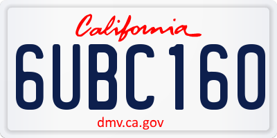 CA license plate 6UBC160