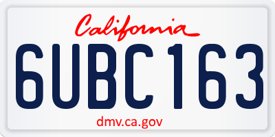 CA license plate 6UBC163