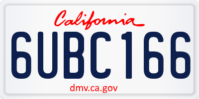 CA license plate 6UBC166