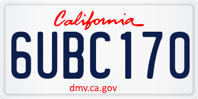CA license plate 6UBC170