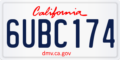 CA license plate 6UBC174