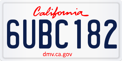 CA license plate 6UBC182
