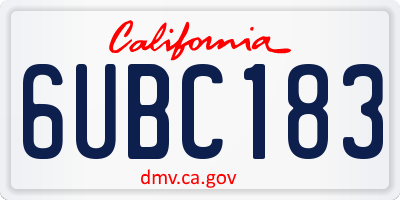 CA license plate 6UBC183