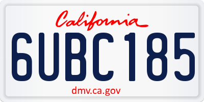 CA license plate 6UBC185