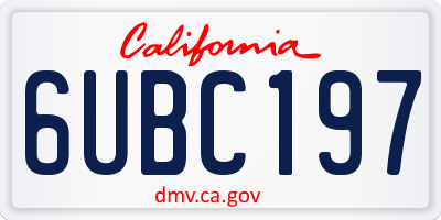 CA license plate 6UBC197