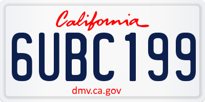 CA license plate 6UBC199