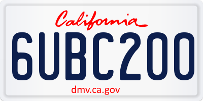 CA license plate 6UBC200