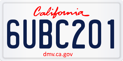 CA license plate 6UBC201