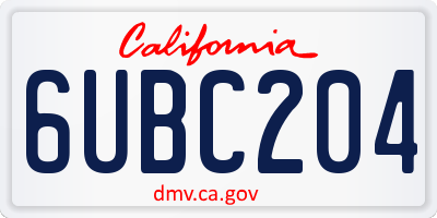 CA license plate 6UBC204