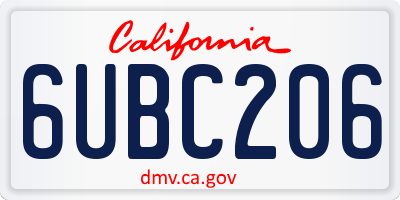 CA license plate 6UBC206
