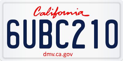 CA license plate 6UBC210