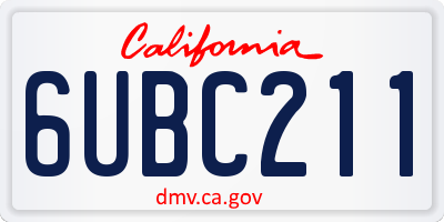 CA license plate 6UBC211