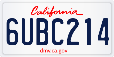 CA license plate 6UBC214