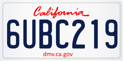 CA license plate 6UBC219