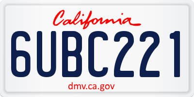 CA license plate 6UBC221