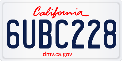 CA license plate 6UBC228