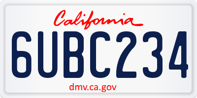CA license plate 6UBC234
