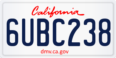 CA license plate 6UBC238