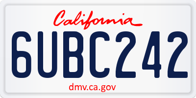 CA license plate 6UBC242