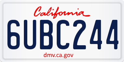 CA license plate 6UBC244