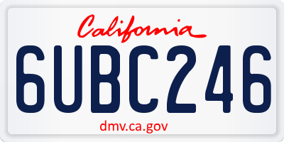 CA license plate 6UBC246