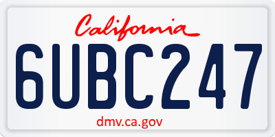 CA license plate 6UBC247