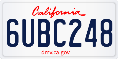 CA license plate 6UBC248