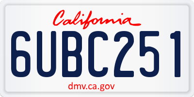 CA license plate 6UBC251