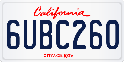 CA license plate 6UBC260
