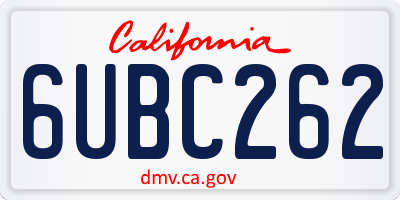 CA license plate 6UBC262