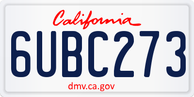CA license plate 6UBC273