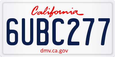 CA license plate 6UBC277