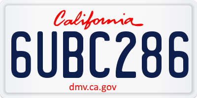 CA license plate 6UBC286