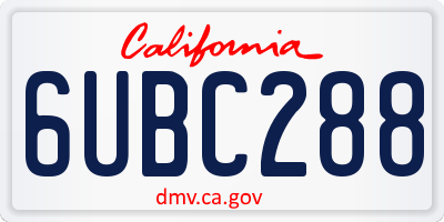 CA license plate 6UBC288