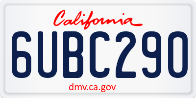 CA license plate 6UBC290
