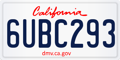 CA license plate 6UBC293