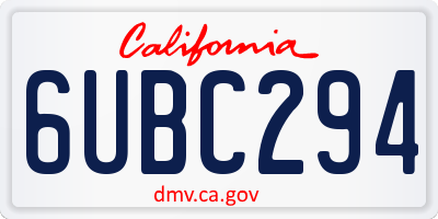 CA license plate 6UBC294