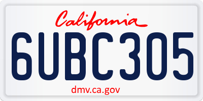 CA license plate 6UBC305