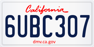 CA license plate 6UBC307