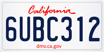 CA license plate 6UBC312