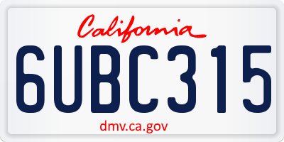 CA license plate 6UBC315