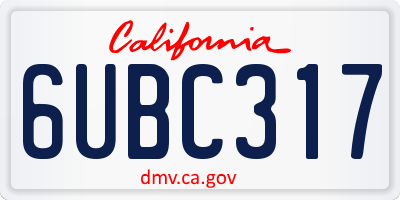 CA license plate 6UBC317