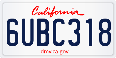CA license plate 6UBC318