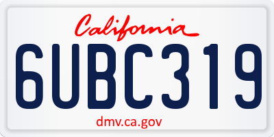 CA license plate 6UBC319