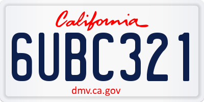 CA license plate 6UBC321