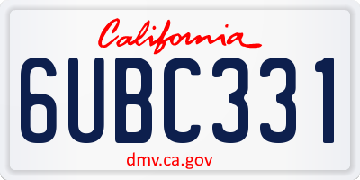 CA license plate 6UBC331