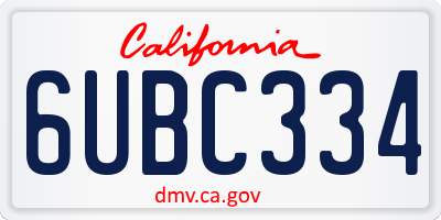 CA license plate 6UBC334