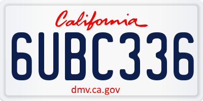 CA license plate 6UBC336