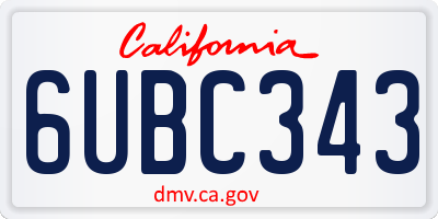 CA license plate 6UBC343